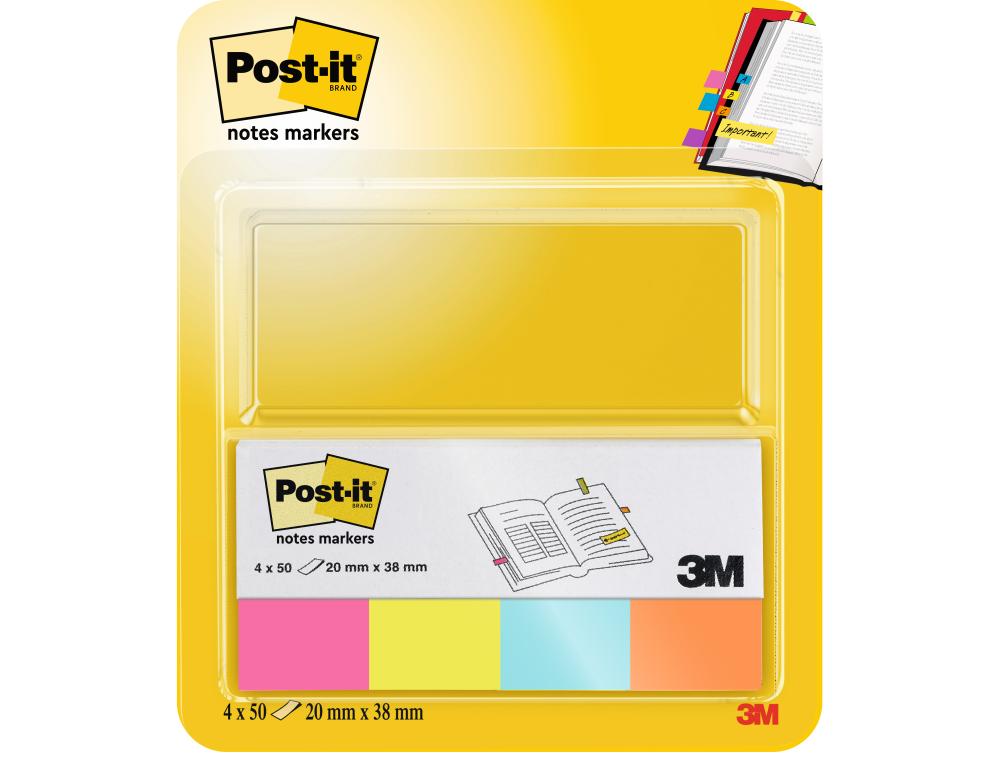 NOTES MARKERS POST-IT 4 POP20XINDEX PAPIER - POST-IT - 20X38MM LOT DE 4X50