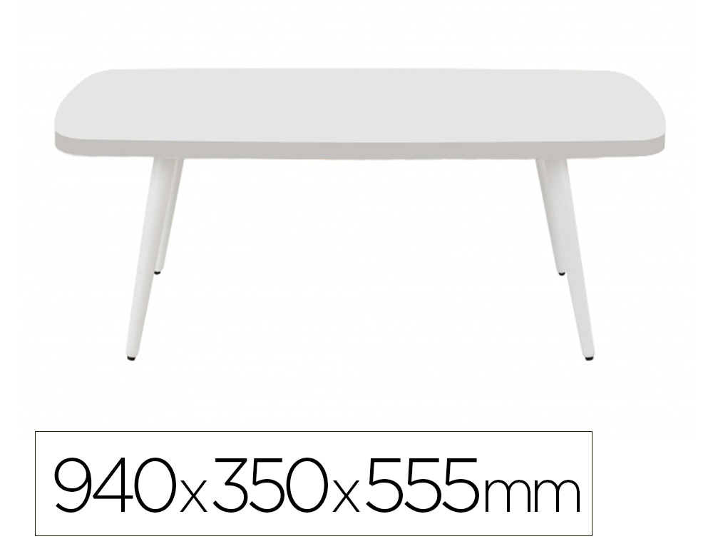 TABLE BASSE GAUTIER RECTANGULAIRE PIEDS EN HETRE  LAQUE BLANC PLATEAU MELAMINE  940X350X555MM COLORIS BLANC