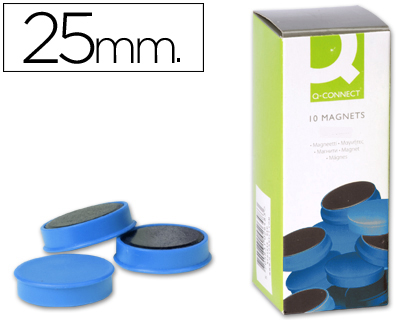 AIMANT Q-CONNECT DIAMTRE 25MM AFFICHAGE SIGNALISATION TOUTES SURFACES MTALLIQUES COLORIS BLEU BOTE 10 UNITS