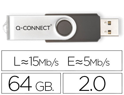 CL USB Q-CONNECT 2.0 64GB VITESSE LECTURE 18MB/S CRITURE 12MB/S CAPUCHON ROTATIF